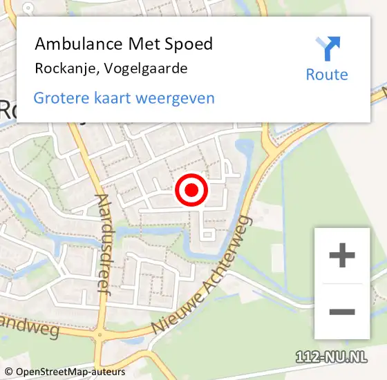 Locatie op kaart van de 112 melding: Ambulance Met Spoed Naar Rockanje, Vogelgaarde op 19 september 2021 15:39