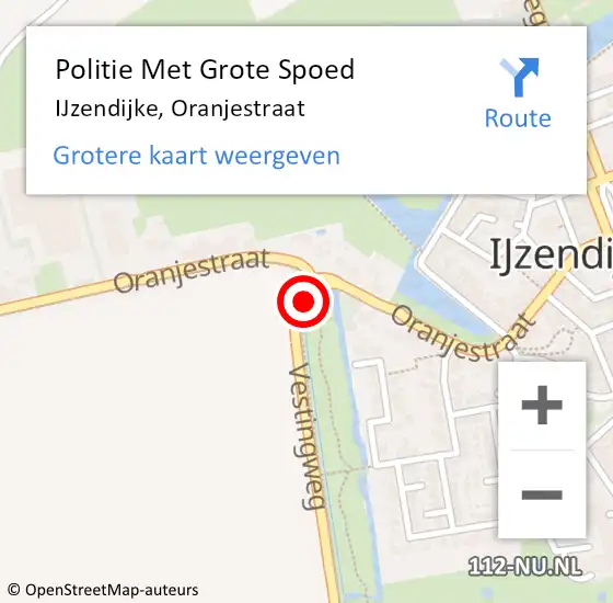 Locatie op kaart van de 112 melding: Politie Met Grote Spoed Naar IJzendijke, Oranjestraat op 19 september 2021 16:03