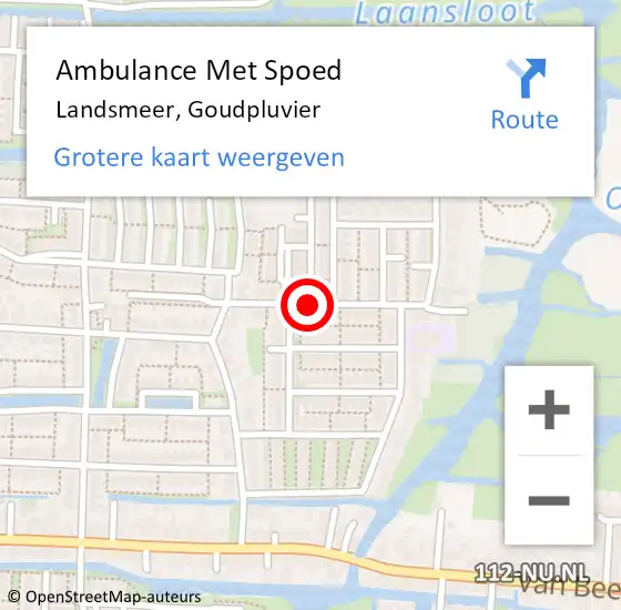 Locatie op kaart van de 112 melding: Ambulance Met Spoed Naar Landsmeer, Goudpluvier op 19 september 2021 16:06