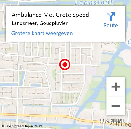 Locatie op kaart van de 112 melding: Ambulance Met Grote Spoed Naar Landsmeer, Goudpluvier op 19 september 2021 16:10