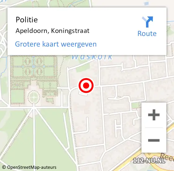 Locatie op kaart van de 112 melding: Politie Apeldoorn, Koningstraat op 19 september 2021 16:27