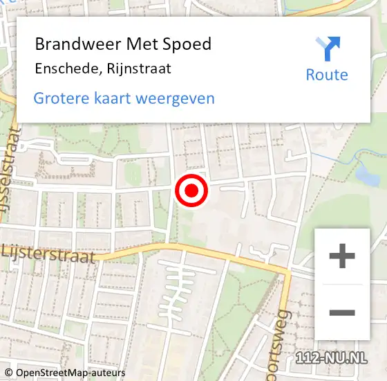 Locatie op kaart van de 112 melding: Brandweer Met Spoed Naar Enschede, Rijnstraat op 19 september 2021 16:32