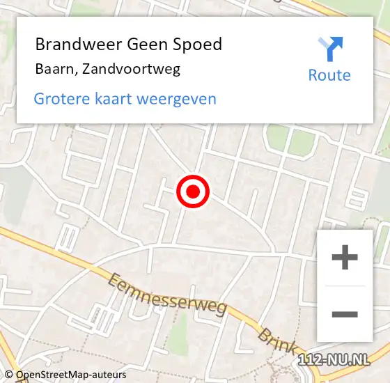 Locatie op kaart van de 112 melding: Brandweer Geen Spoed Naar Baarn, Zandvoortweg op 19 september 2021 16:37