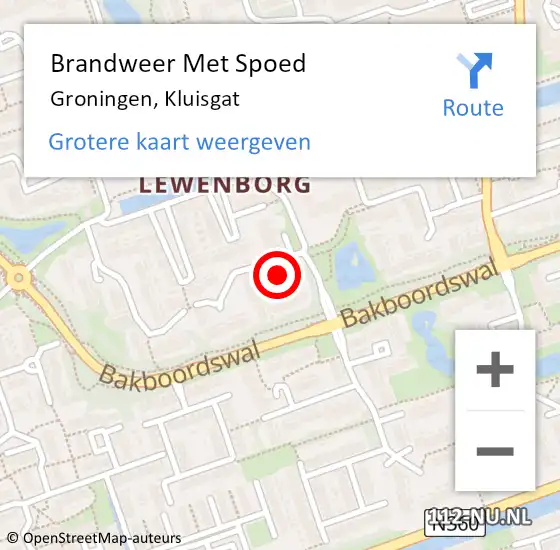 Locatie op kaart van de 112 melding: Brandweer Met Spoed Naar Groningen, Kluisgat op 19 september 2021 16:40