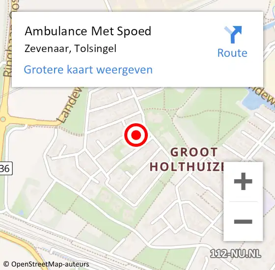 Locatie op kaart van de 112 melding: Ambulance Met Spoed Naar Zevenaar, Tolsingel op 19 september 2021 16:55