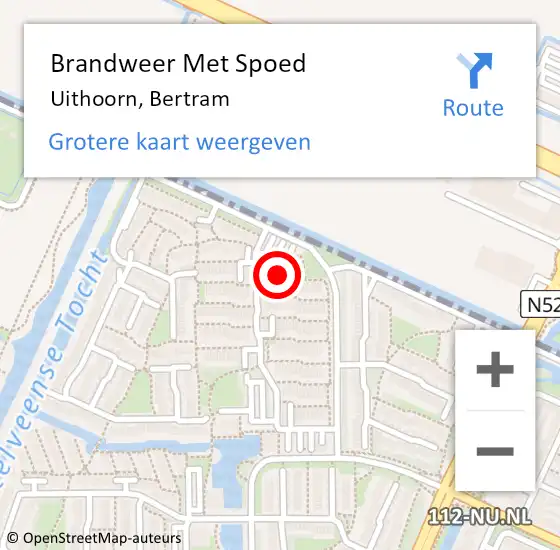 Locatie op kaart van de 112 melding: Brandweer Met Spoed Naar Uithoorn, Bertram op 19 september 2021 17:04