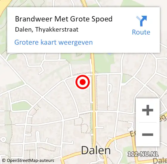 Locatie op kaart van de 112 melding: Brandweer Met Grote Spoed Naar Dalen, Thyakkerstraat op 19 september 2021 17:11