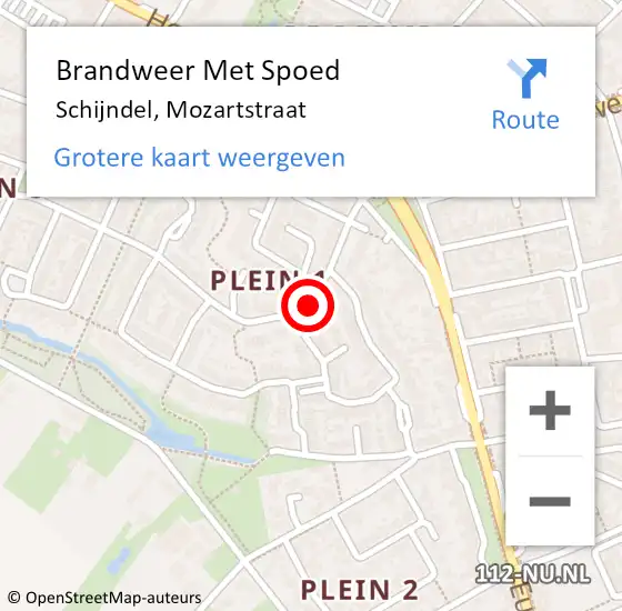 Locatie op kaart van de 112 melding: Brandweer Met Spoed Naar Schijndel, Mozartstraat op 19 september 2021 17:30