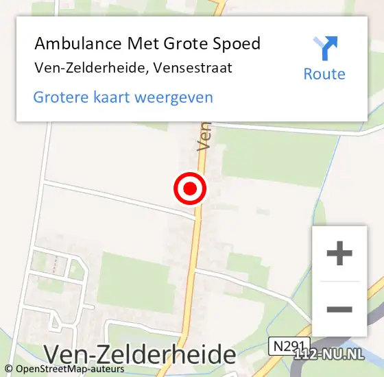 Locatie op kaart van de 112 melding: Ambulance Met Grote Spoed Naar Ven-Zelderheide, Vensestraat op 19 september 2021 17:52