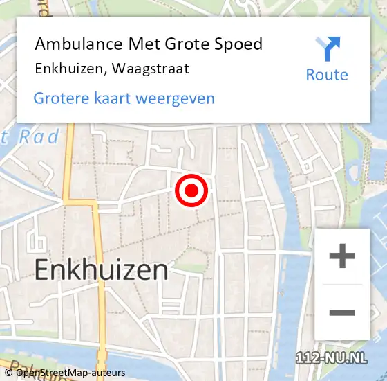 Locatie op kaart van de 112 melding: Ambulance Met Grote Spoed Naar Enkhuizen, Waagstraat op 19 september 2021 18:01