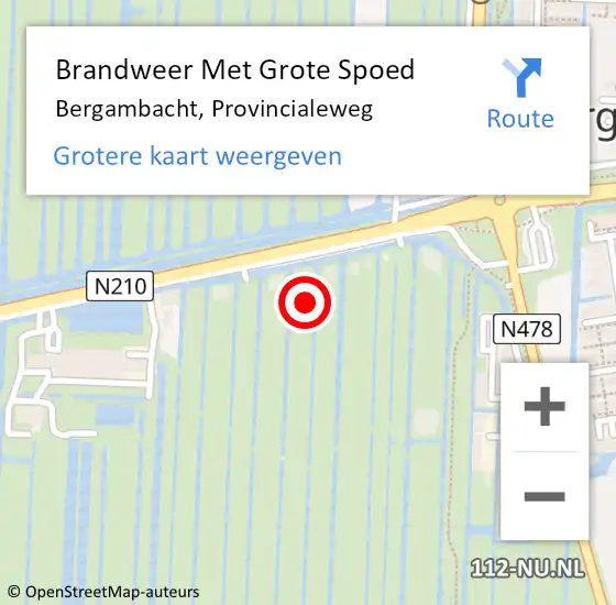 Locatie op kaart van de 112 melding: Brandweer Met Grote Spoed Naar Bergambacht, Provincialeweg op 19 september 2021 18:07