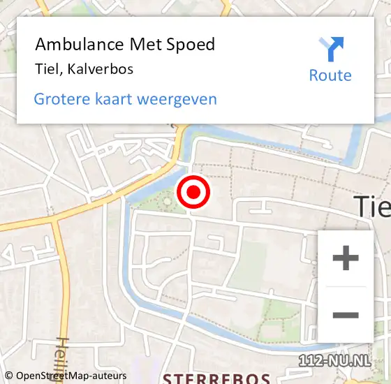 Locatie op kaart van de 112 melding: Ambulance Met Spoed Naar Tiel, Kalverbos op 19 september 2021 18:13