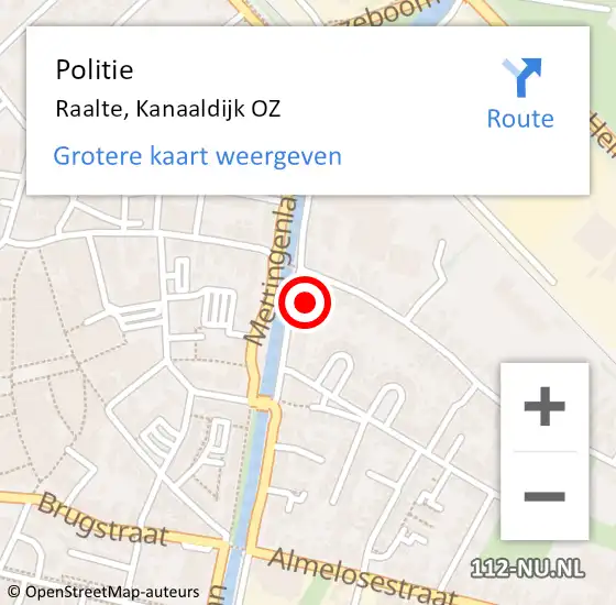 Locatie op kaart van de 112 melding: Politie Raalte, Kanaaldijk OZ op 19 september 2021 18:13