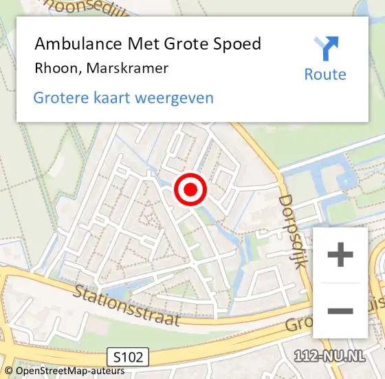 Locatie op kaart van de 112 melding: Ambulance Met Grote Spoed Naar Rhoon, Marskramer op 19 september 2021 18:14