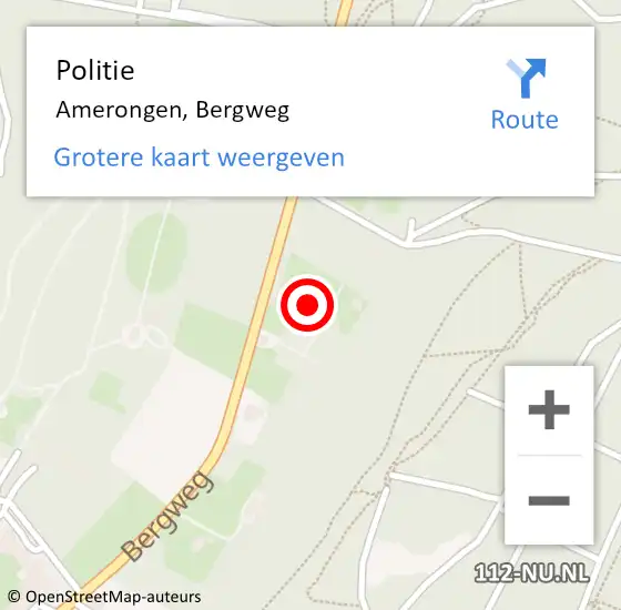 Locatie op kaart van de 112 melding: Politie Amerongen, Bergweg op 19 september 2021 18:27