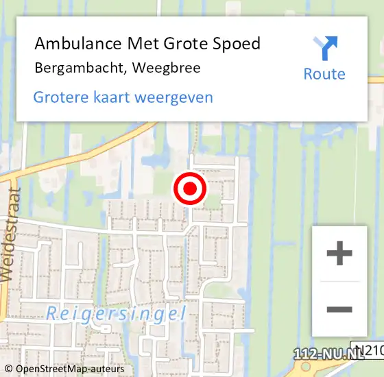 Locatie op kaart van de 112 melding: Ambulance Met Grote Spoed Naar Bergambacht, Weegbree op 19 september 2021 18:30