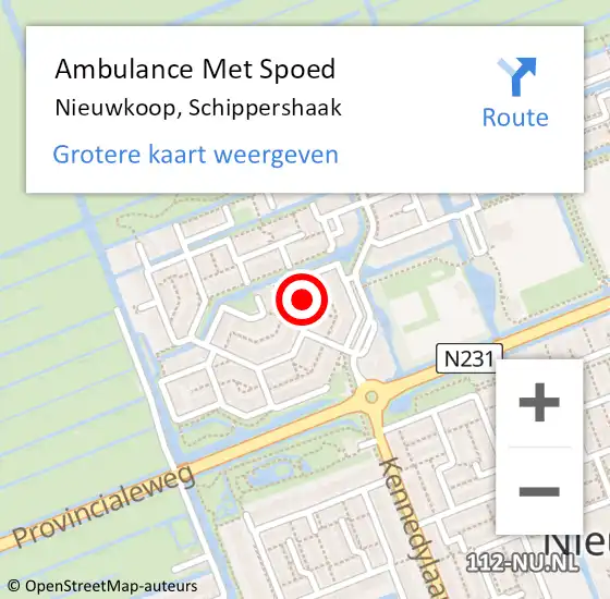 Locatie op kaart van de 112 melding: Ambulance Met Spoed Naar Nieuwkoop, Schippershaak op 19 september 2021 19:24