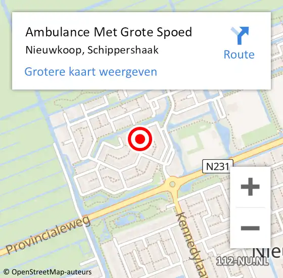 Locatie op kaart van de 112 melding: Ambulance Met Grote Spoed Naar Nieuwkoop, Schippershaak op 19 september 2021 19:28