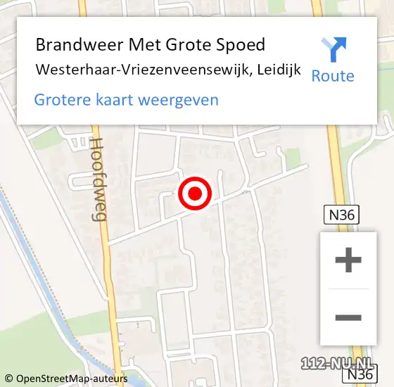 Locatie op kaart van de 112 melding: Brandweer Met Grote Spoed Naar Westerhaar-Vriezenveensewijk, Leidijk op 19 september 2021 19:38