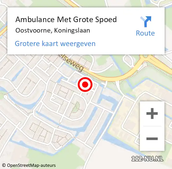 Locatie op kaart van de 112 melding: Ambulance Met Grote Spoed Naar Oostvoorne, Koningslaan op 19 september 2021 19:38