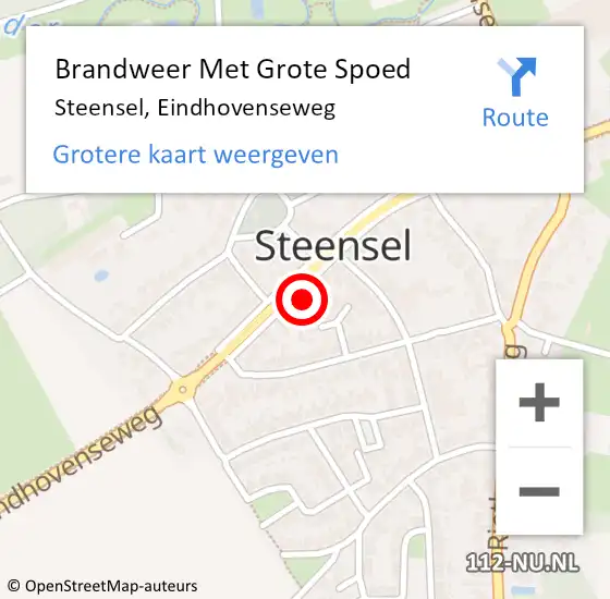 Locatie op kaart van de 112 melding: Brandweer Met Grote Spoed Naar Steensel, Eindhovenseweg op 19 september 2021 19:43