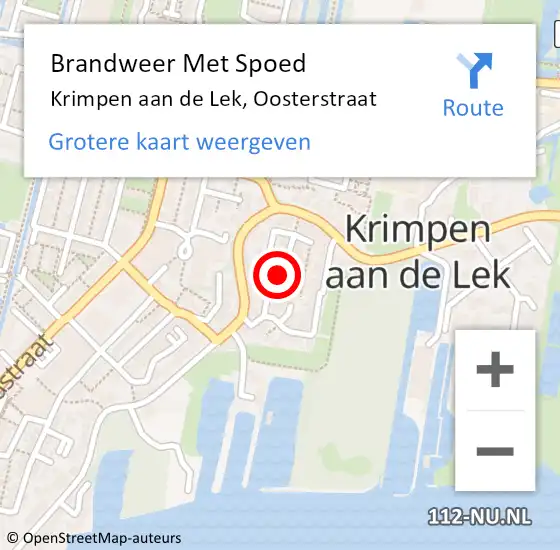 Locatie op kaart van de 112 melding: Brandweer Met Spoed Naar Krimpen aan de Lek, Oosterstraat op 19 september 2021 19:58