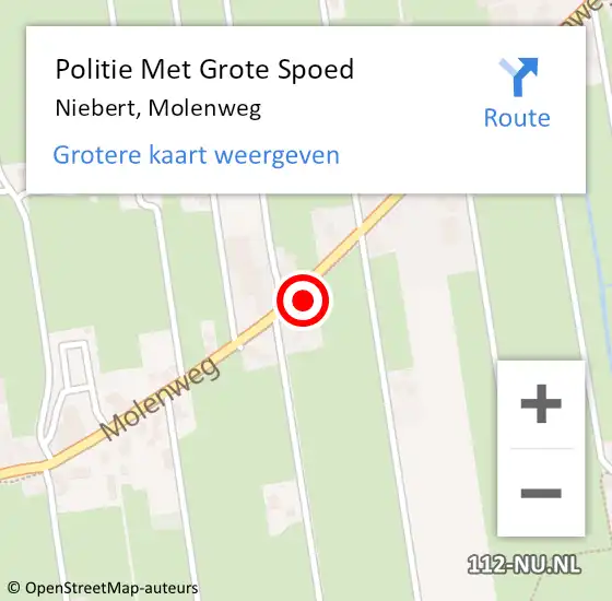 Locatie op kaart van de 112 melding: Politie Met Grote Spoed Naar Niebert, Molenweg op 19 september 2021 20:17