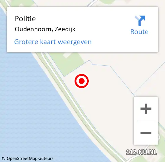 Locatie op kaart van de 112 melding: Politie Oudenhoorn, Zeedijk op 19 september 2021 20:24