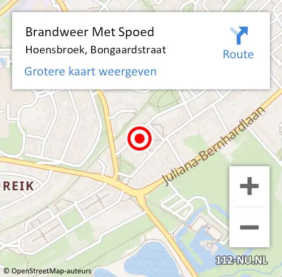 Locatie op kaart van de 112 melding: Brandweer Met Spoed Naar Hoensbroek, Bongaardstraat op 19 september 2021 20:52