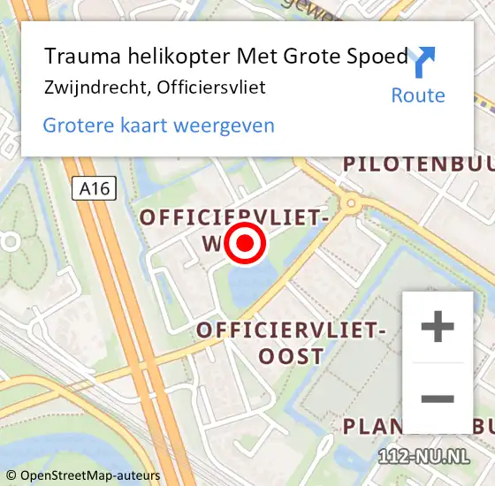 Locatie op kaart van de 112 melding: Trauma helikopter Met Grote Spoed Naar Zwijndrecht, Officiersvliet op 19 september 2021 21:18