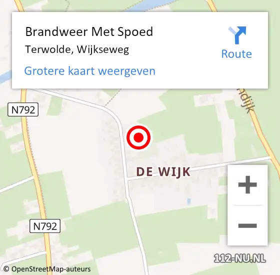 Locatie op kaart van de 112 melding: Brandweer Met Spoed Naar Terwolde, Wijkseweg op 19 september 2021 21:27