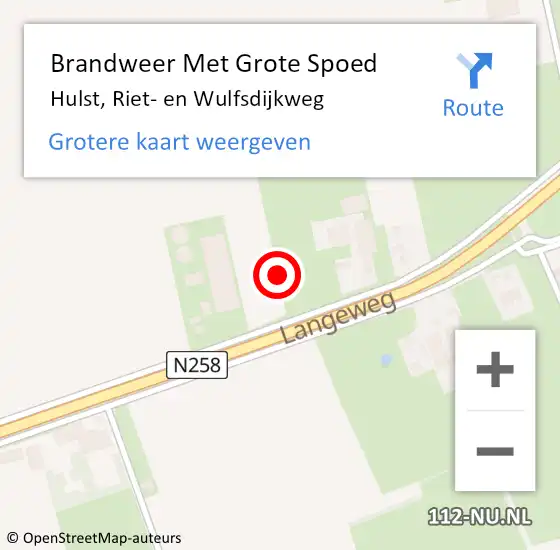 Locatie op kaart van de 112 melding: Brandweer Met Grote Spoed Naar Hulst, Riet- en Wulfsdijkweg op 19 september 2021 21:35