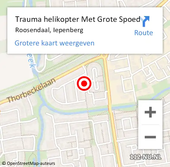 Locatie op kaart van de 112 melding: Trauma helikopter Met Grote Spoed Naar Roosendaal, Iepenberg op 19 september 2021 21:49