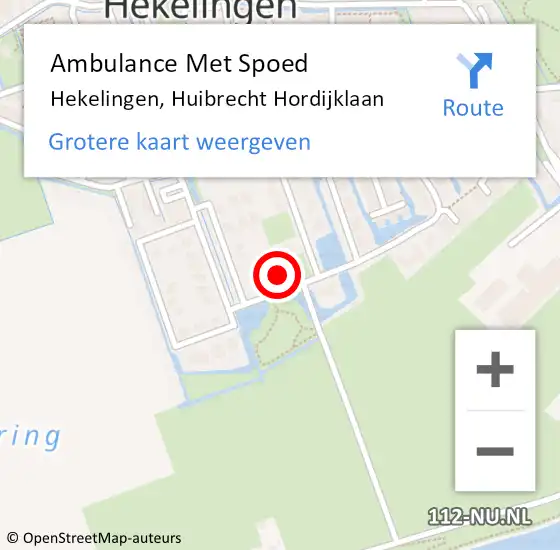 Locatie op kaart van de 112 melding: Ambulance Met Spoed Naar Hekelingen, Huibrecht Hordijklaan op 19 september 2021 21:51