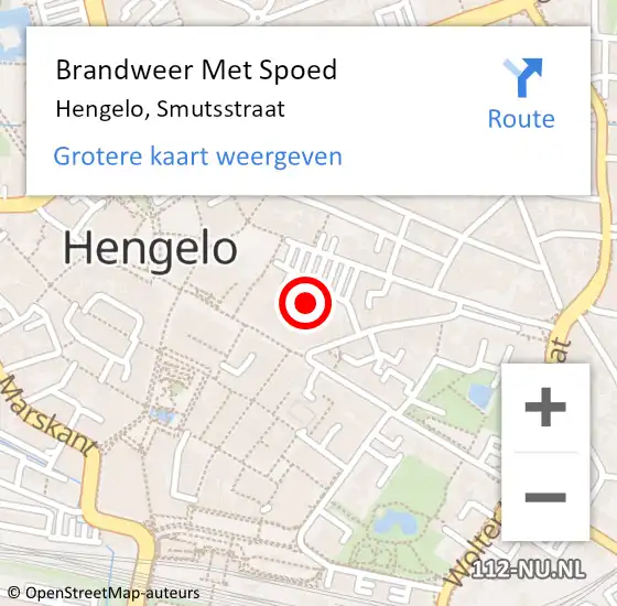 Locatie op kaart van de 112 melding: Brandweer Met Spoed Naar Hengelo, Smutsstraat op 19 september 2021 22:17