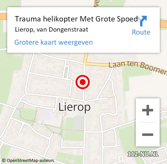Locatie op kaart van de 112 melding: Trauma helikopter Met Grote Spoed Naar Lierop, van Dongenstraat op 19 september 2021 22:45