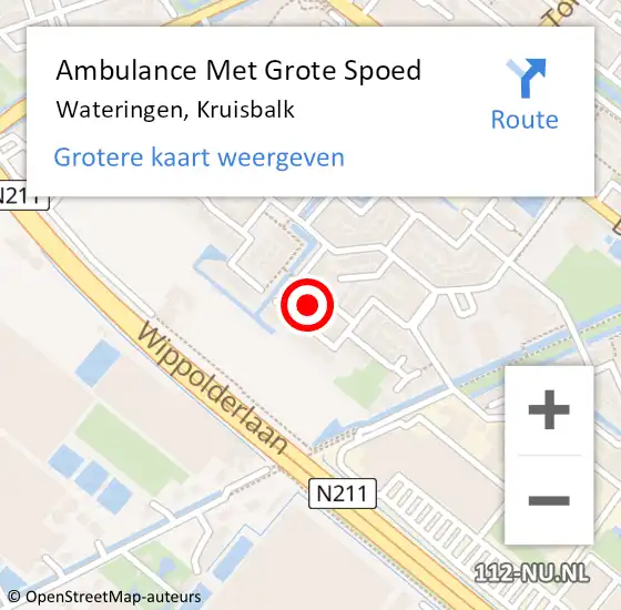 Locatie op kaart van de 112 melding: Ambulance Met Grote Spoed Naar Wateringen, Kruisbalk op 19 september 2021 23:00