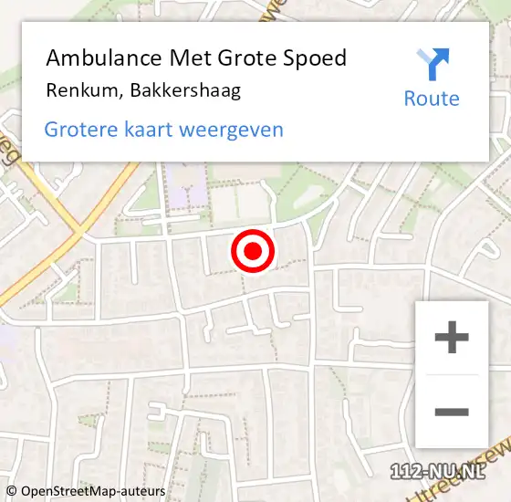 Locatie op kaart van de 112 melding: Ambulance Met Grote Spoed Naar Renkum, Bakkershaag op 19 september 2021 23:47