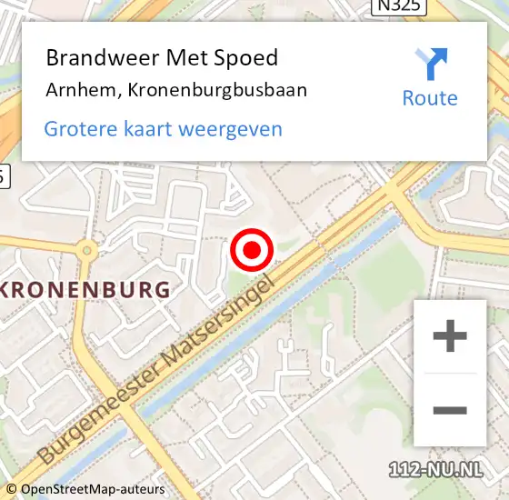 Locatie op kaart van de 112 melding: Brandweer Met Spoed Naar Arnhem, Kronenburgbusbaan op 20 september 2021 00:05