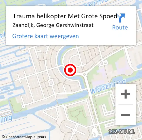 Locatie op kaart van de 112 melding: Trauma helikopter Met Grote Spoed Naar Zaandijk, George Gershwinstraat op 20 september 2021 00:09