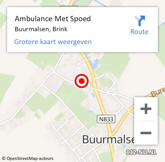 Locatie op kaart van de 112 melding: Ambulance Met Spoed Naar Buurmalsen, Brink op 20 september 2021 00:31