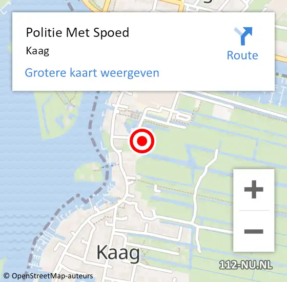 Locatie op kaart van de 112 melding: Politie Met Spoed Naar Kaag op 20 september 2021 00:48