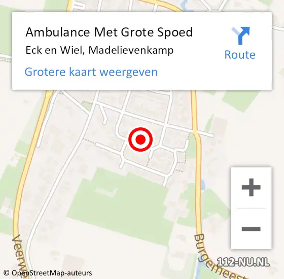 Locatie op kaart van de 112 melding: Ambulance Met Grote Spoed Naar Eck en Wiel, Madelievenkamp op 20 september 2021 00:57
