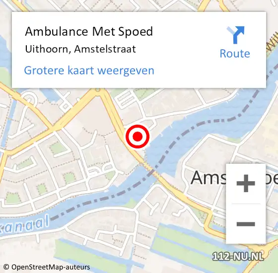 Locatie op kaart van de 112 melding: Ambulance Met Spoed Naar Uithoorn, Amstelstraat op 20 september 2021 01:15