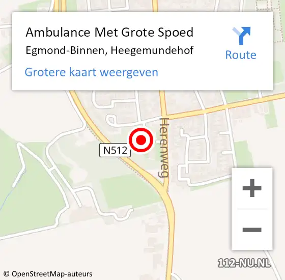 Locatie op kaart van de 112 melding: Ambulance Met Grote Spoed Naar Egmond-Binnen, Heegemundehof op 20 september 2021 01:40