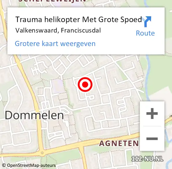 Locatie op kaart van de 112 melding: Trauma helikopter Met Grote Spoed Naar Valkenswaard, Franciscusdal op 20 september 2021 02:36