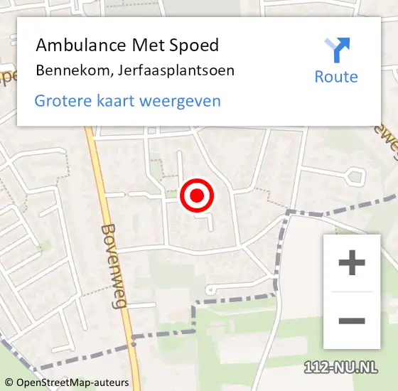 Locatie op kaart van de 112 melding: Ambulance Met Spoed Naar Bennekom, Jerfaasplantsoen op 20 september 2021 04:07
