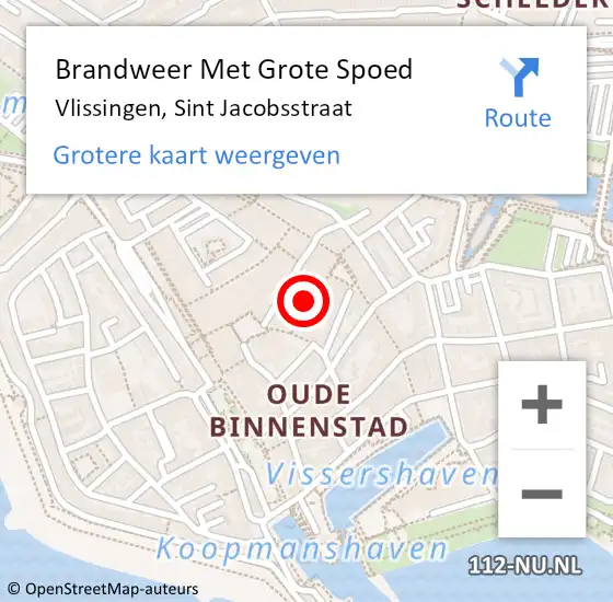 Locatie op kaart van de 112 melding: Brandweer Met Grote Spoed Naar Vlissingen, Sint Jacobsstraat op 20 september 2021 04:30