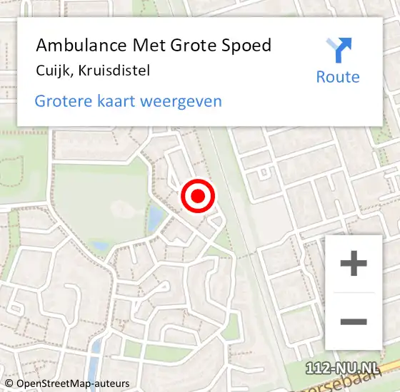 Locatie op kaart van de 112 melding: Ambulance Met Grote Spoed Naar Cuijk, Kruisdistel op 20 september 2021 06:07