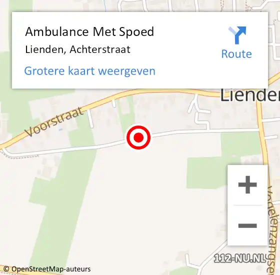 Locatie op kaart van de 112 melding: Ambulance Met Spoed Naar Lienden, Achterstraat op 20 september 2021 06:18